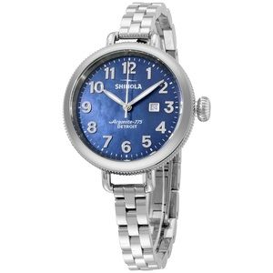 Shinola Birdy 34mm Blue Face / Silver Bracelet Band